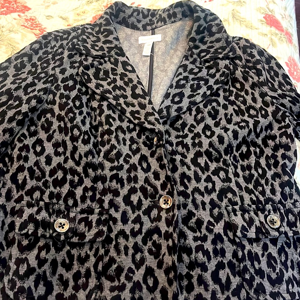 Pre-owned Charter Club gray and black leopard coat.